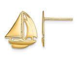 14K Yellow Gold Polished Sailboat Charm Earrings